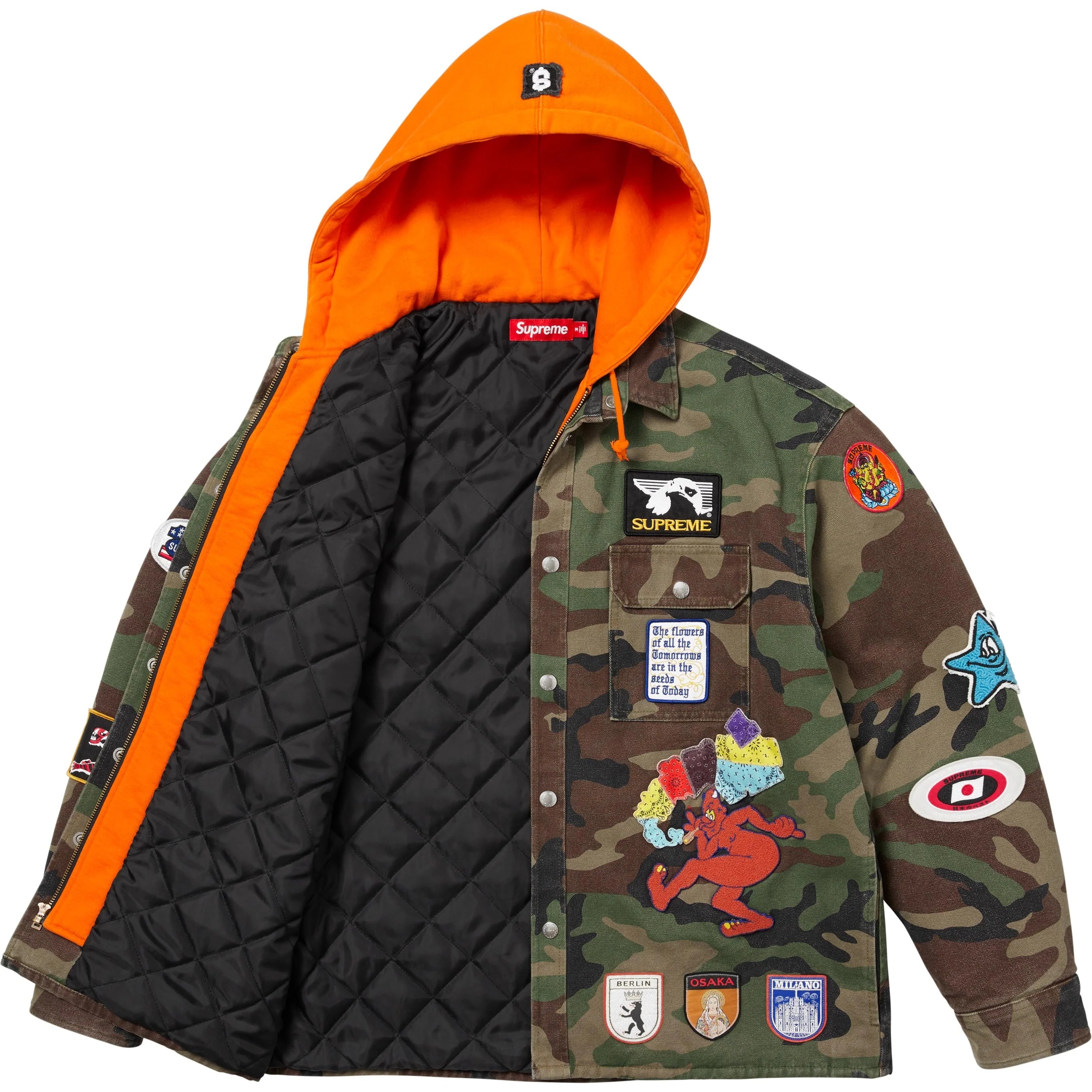 Patches Hooded Zip Up Shirt view 19